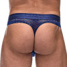 male power Thong DIAMOND MESH Bleu